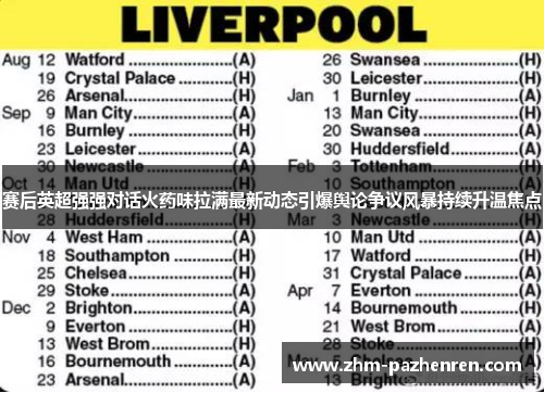 赛后英超强强对话火药味拉满最新动态引爆舆论争议风暴持续升温焦点 赛后英超强强对话火药味拉满最新动态引爆舆论争议风暴持续升温焦点